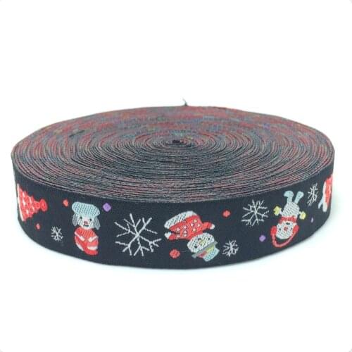Wholesale 5/8 '(16 mmx10yards) 100% Polyester Woven Jacquard Ribbon handmade Christmas series black lace KTZD15103106