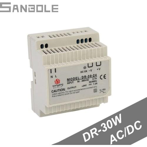 Rail Mount DIN Switch Power Supply DR-30W 24V 12V Switching Electrical Industrial Control Buckle AC TO DC