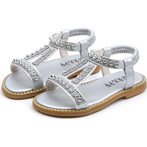Girls Sandals 2021 Children Summer New Fashion Sandals Kids Pink Pearl Shoes Baby Soft Bottom Sandals