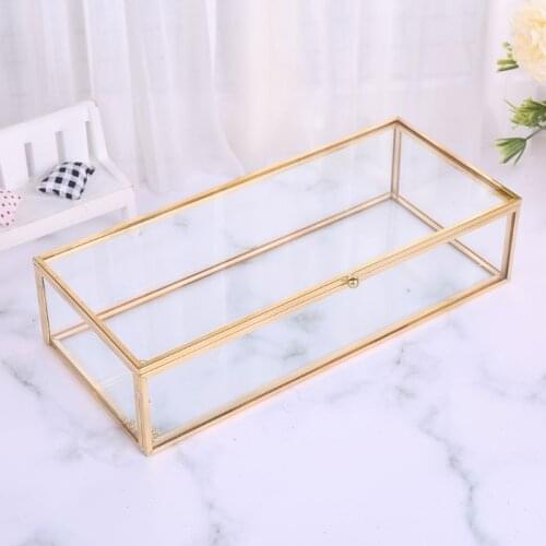 Glass Jewelry Box Table Container For Jewelry Bracelet Displaying Large Clear Storage Box with Lid Gift Tabletop Home Decoration