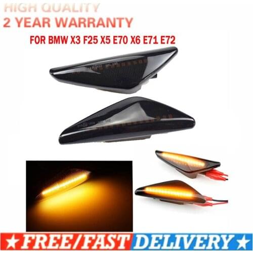 For BMW X3 F25 X5 E70 X6 E71 E72 2008-2014 LED Dynamic Side Marker Turn Signal Blinker Flowing Water Blinker Flashing Light