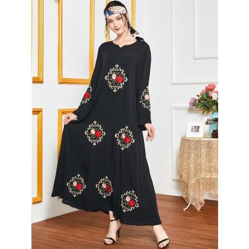 Turkey Abaya Dress Women Muslim Isalmic Clothing Ethnic Embroidered Maxi Long Dress Elegant Plus Size Arabic Moroccan Kaftan