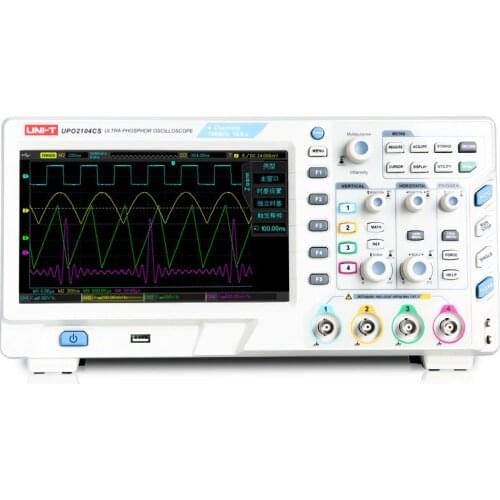 UNI-T UPO2104CS Ultra Phosphor Oscilloscopes 4 Channels 100MHZ Bandwidth 800 x 480 7 Inches LCD Displays 1GS/s Sample Rate