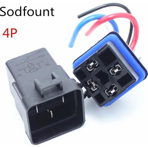 High Quality 4 pin 5 pin Automobile relay 12v 40A with plug and 12cm wire harness automobile modification car relay waterproof