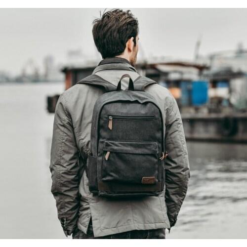 WOHLBEGE Canvas Backpack Large Capacity School Bag for Teenager Casual Men Women Backbags Multi-pocket Travel Rucksack