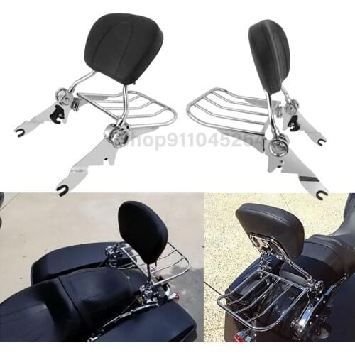 1Set Motorcycle Rear Luggage Rack Passenger Detachable Backrest Sissy Bar For Harley Road King Street Glide Road Glide 2009-2020