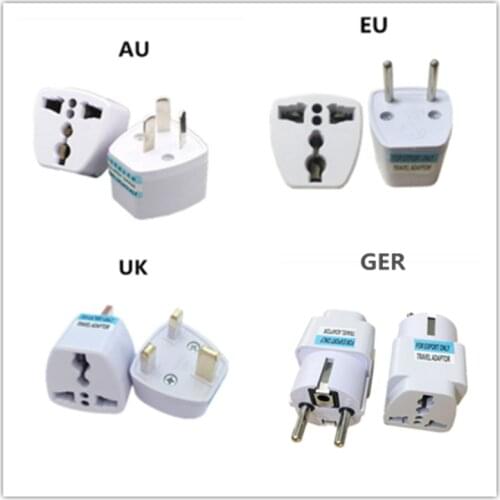1PCS Universal EU GER AU UK Plug Adapter European Germany Australia Chinese Power Socket White Travel Converter Conversion Plug