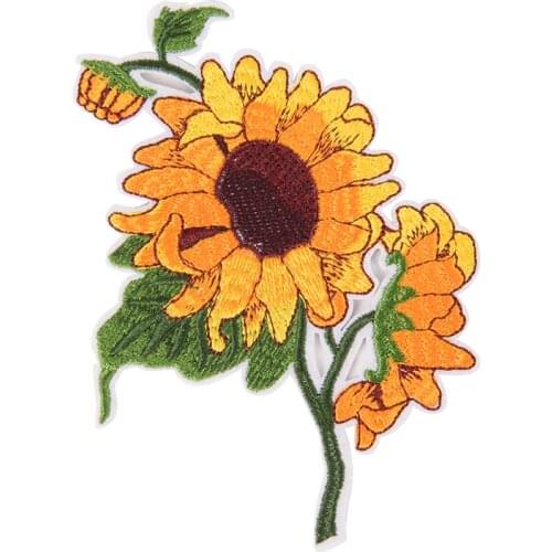 1pc Sun Flower Sunflower Iron On Patch Full Embroidered Clothes Patch For Clothing Garment