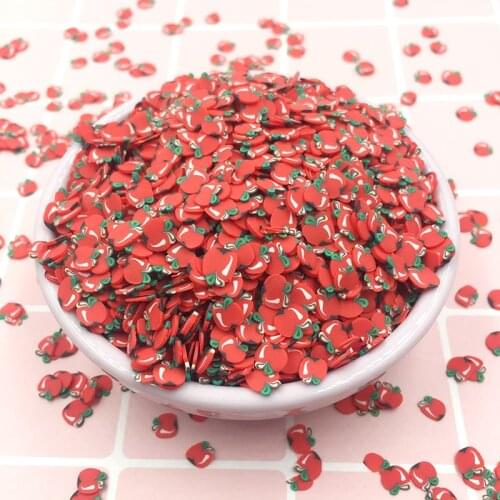 100g/lot Hot Clay Sprinkles For Crafts Red Apple Polymer Clay Slices DIY Craft Making Decals Kit Nail Art Decorations 5mm