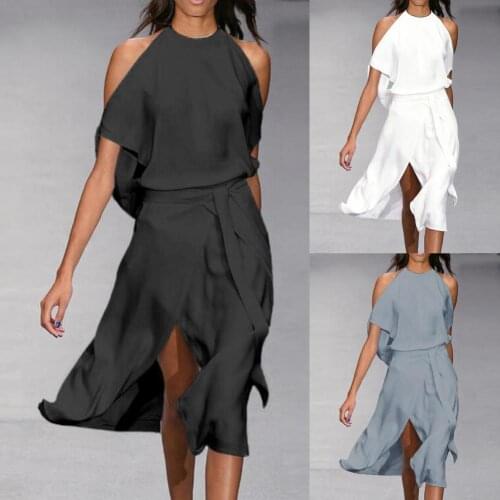 3 Colors Temperament Women Off Shoulder Loose Dress Female Summer Dress Off Shoulder for Office
