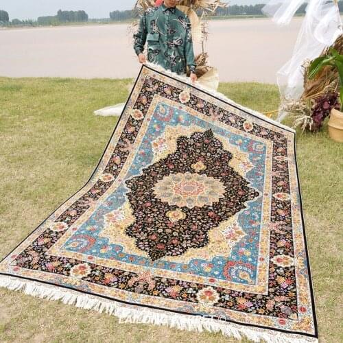 6'x9' Classical persian blue silk best price rug living room decorative carpet (ZQG408A)