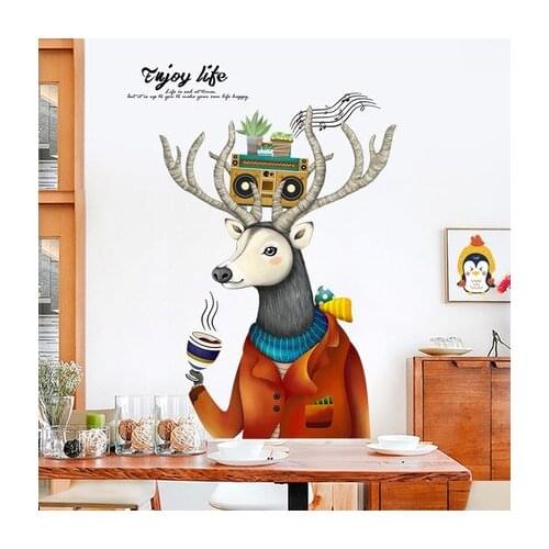 66*93cm Creative Deer Modern Home Decoration Wall Sticker Abstract Animal Posters and Prints Wall Art Mural