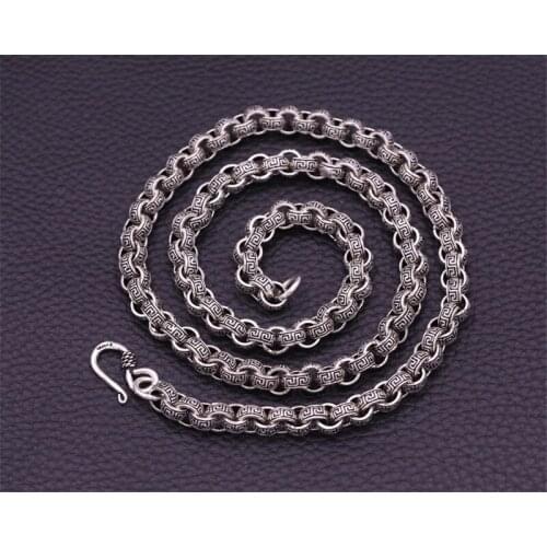 8mm Wide100% Pure 925 Sterling Silver Retro Chain Necklaces for Men Sterling Silver Necklace Accessories 20-26 inch