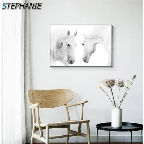 Abstract Horse Posters Prints Modern Canvas Painting Black and White Horse Wall Pictures for Living Room Aisle Animal Wall Art