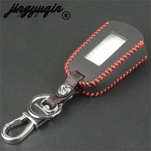 Jingyuqin Carbon Fiber Style For Leather Key Case for Starline A92 A94 V62 A62 A64 LCD Keychain Remote Two Way Car Alarm System