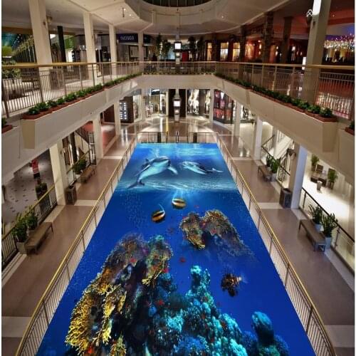 Dolphin Photo wallpaper mural floor 3D wallpaper floor for living room 3d flooring bathroom Home Decoration