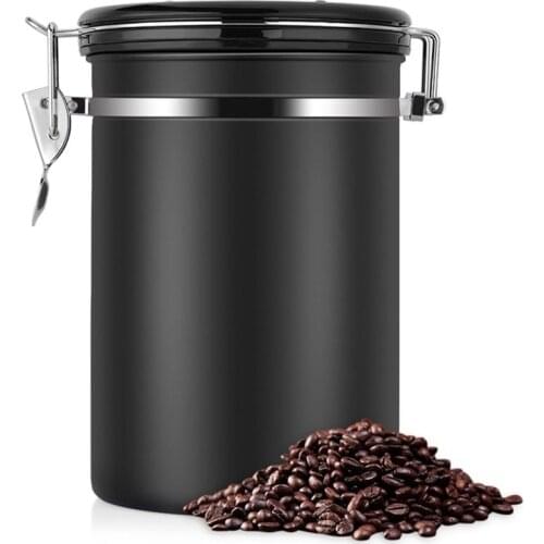 Airtight Coffee Tea Storage Container Can Stainless Steel Canister With Scoop