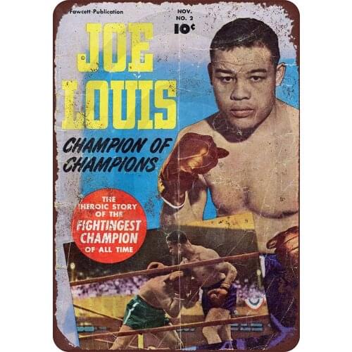 HomDeo for Yard Farm Gym Barber Shop Garage Wine Cellar Cafe Metal Signs Vintage Tin Sign 8 x 12 Inches 1950 Joe Louis B