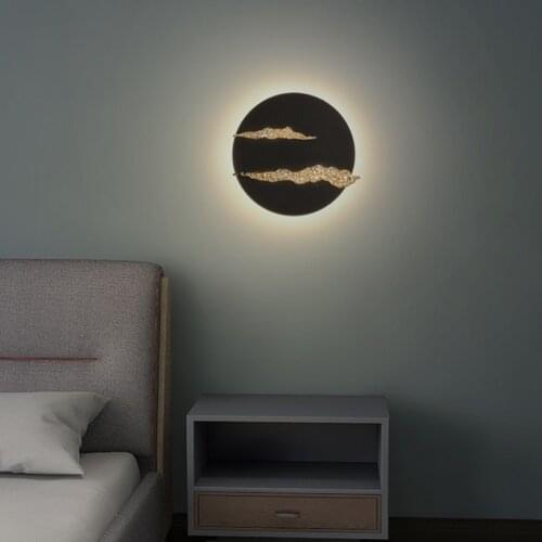 Chinese Classical Ink Painting Round Wall Lamp Cloud Bedroom Living Room Study Corridor Bedside Lighting