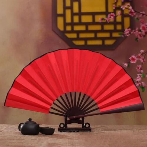 DIY Chinese fan Japanese Plain Color Bamboo Large Rave Folding Hand Fan Event Home Party Supplies For Men/Women hand fans
