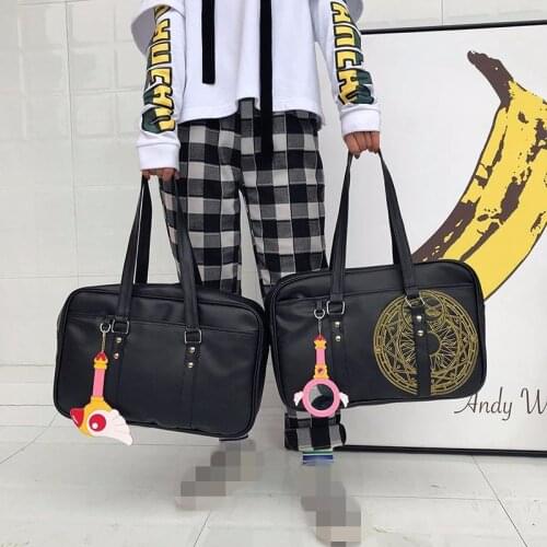 Cosplay Cartoon Card Captor Sakura JK Uniform Magic Circle Shoulder Bag Anime Action Figure PU Student Black Bags Girl Handbag