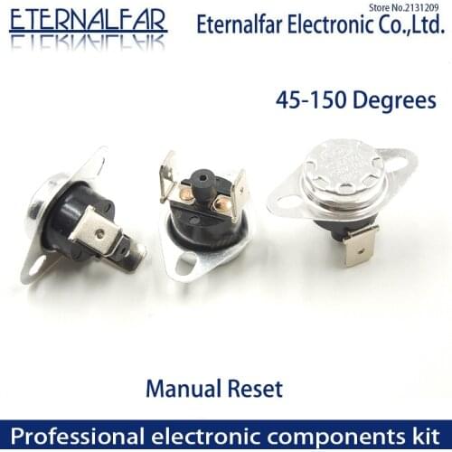 KSD301 10A 45 65 125 150 90C 125C Degrees Celsius Manual Reset Thermostat Normally Closed Temperature Switch Temperature Control