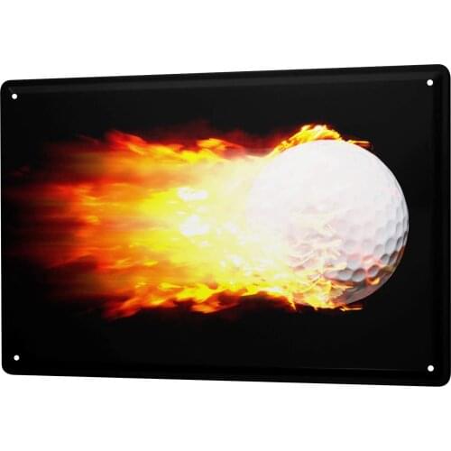 LEotiE SINCE 2004 Tin Sign Jorgensen Photography Photo pictures of the burning flame of fire golf ball 20x30 cm