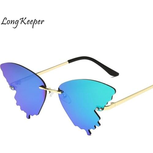 2020 Fashion Butterfly Sunglasses Women Men Vintage Brand Designer Rimless Cat Eye Sunglasses Female Sexy Elegant Shades UV400