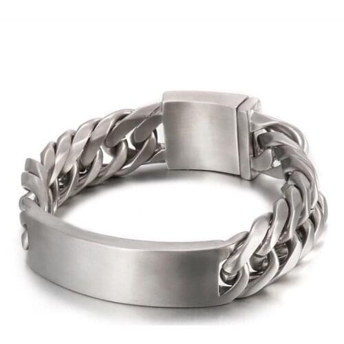 18mm Punk Rock Brush Matte Mens Stainless Steel Curb Cuban Bracelet Hiphop Vintage Biker Bracelets Bangle Jewelry Gift