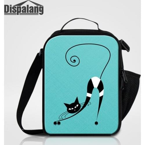 Girl Lovely Pink Green Art Cat Lunch Bag Small Zipper Food Cooler Bags Lunch Sack For Students Thermal Food Lunch Box For School