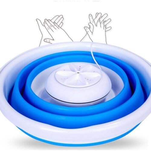 Mini Foldable Washing Machine Ultrasonic Cleaning Turbine Small Portable Washer USB Dormitory Washer Cleaning For Home Travel