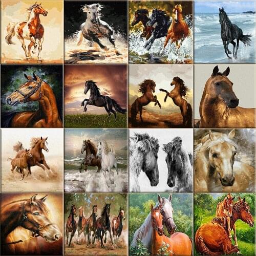 DIY Painting By Numbers Fine Horse Animal Picture Drawing Set Decorative Canvas Oil Painting Hand Painted Wall Art New Year Gift