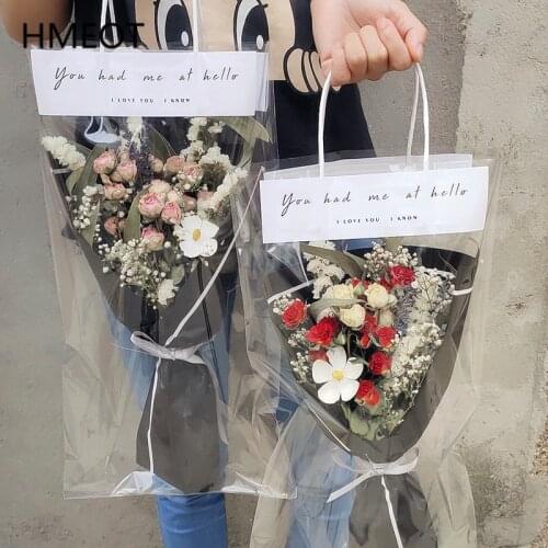 Natural Dried Flower Bouquet With Gift Handbag Artificial Flower Event Holiday Gift Gypsophila Daisy Rose Valentines Day Gift