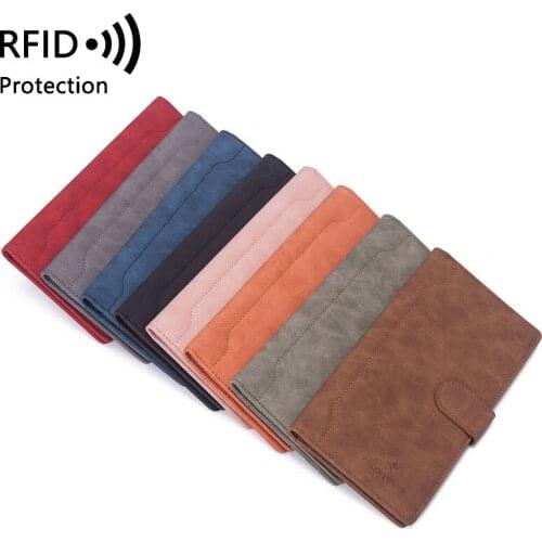 New Arrival RFID Multifunction Hasp Long Passport Cover Business Documents Credit Card Travel Wallet Organizer Drop Shipping