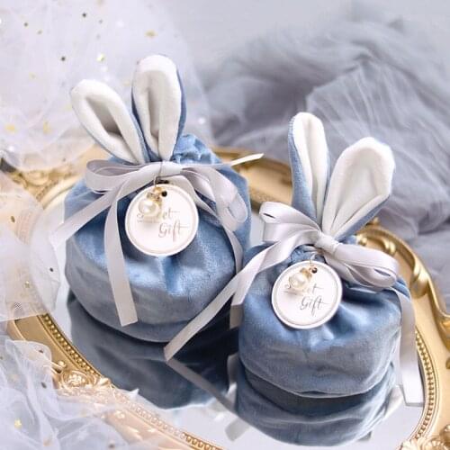 Easter Christmas Cute Bunny Gift Packing Bags Velvet Rabbit Chocolate Candy Bag Wedding Birthday Party Jewelry Organizer
