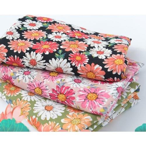 Pastoral Floral Summer Poplin Cotton Fabric DIY Childrens Wear Cloth Make Bedding 50x150cm
