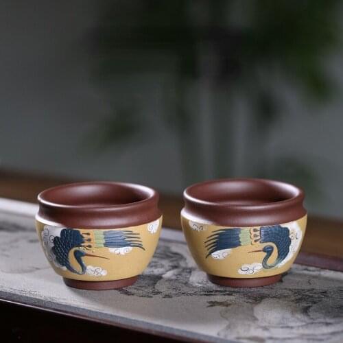 2-piece Gift Box Packed Purple Clay Tea Cup Kung Fu Tea Set Janpanese Style Luxuary Tea Cups Kitchen Accessories Sake Set