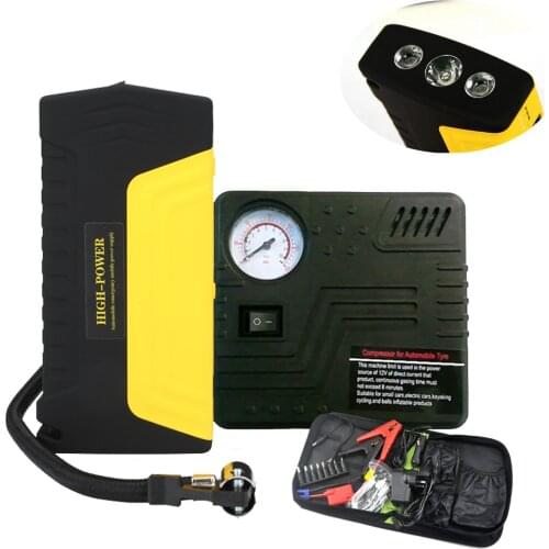 12V Portable car Jump Starter Car Jumper start Booster Power Battery Charger for Mobile Phone Laptop Power Bank With Pump