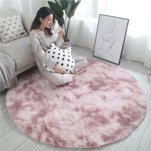 Nordic ins round variegated tie-dye gradient carpet living room coffee table mat long hair washable bedroom rug New Arrivals