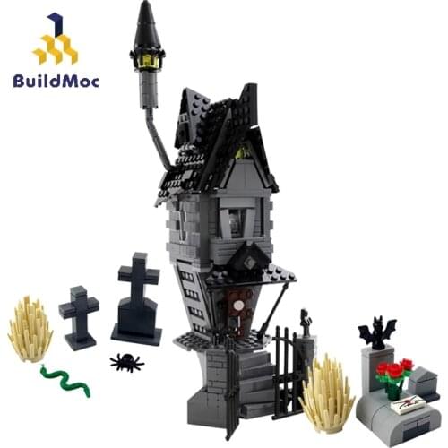 Buildmoc Movie Creator Expert House of Nightmare Christmas Building Blocks Creator Haunted house Model Toys For Kids