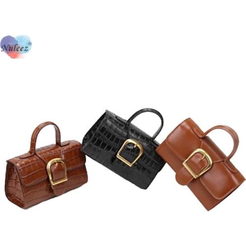 Nuleez Brand Bag Crocodile Cowhide Leather Flap Bag Female Luxury Copper Buckle and Lock Mini Size or Big 32 CM Portable Handbag