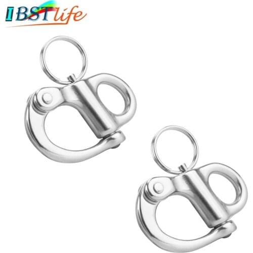 2PCS stainless steel 316 Rigging Sailing Fixed Bail Snap Shackle Fixed Eye snap hook sailboat Sailing Boat Yacht Outdoor Living