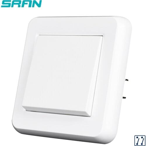 SRAN light switch 1gang 3way 16A 250V New flame retardant PC panel white 82mm * 82mm Interrupt wall switch eu