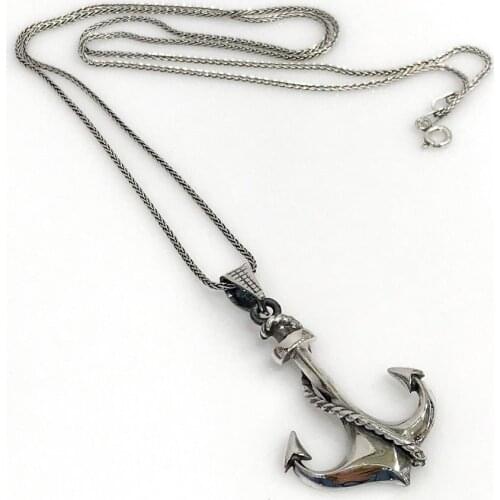 Anchor Anchor Big size Fox Tail Chain Silver Necklace