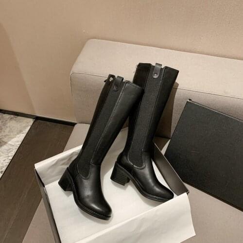 2021 Female Winter Shoes Women Genuine Leather High-heeled Boots Fashion High Quality Motorcycle Boots