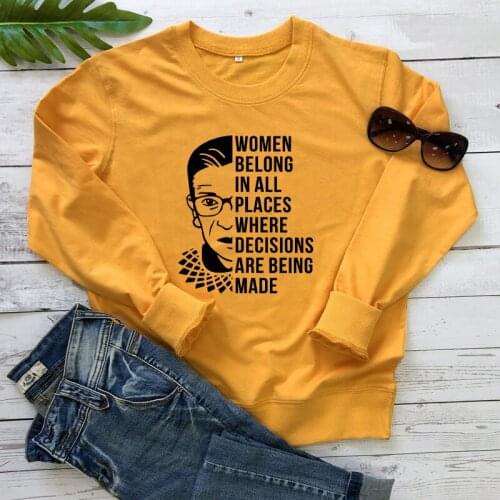 Women Belong In All Places Sweatshirt Casual Women Long Sleeve Feminist Vote Sweatshirts Trendy Feminism Protest Pullovers
