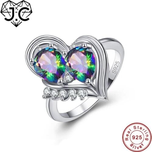 J.C Charm Water Drop Rainbow Topaz & Tanzanite 925 Sterling Silver Ring Size 6 7 8 9 Attractive Women Anniversary Fine Jewelry