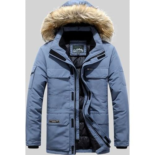Mid-Long Winter Jacket Men Casual Windbreaker Thick Warm Fur Collar Mens Parkas Multi-pocket Outdoor Chaquetas Hombre Size M-6XL