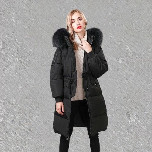 Winter Women Korean Duck Down Jacket Woman Hooded Big Racoon Fur Collar Long Puffer Coat Parkas Mujer 2020 KJ608