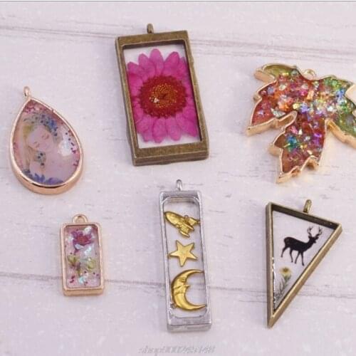 10Pcs Geometric Hollow Pressed Flower Resin Blank Frames Pendants Jewelry Making M30 21 Dropship